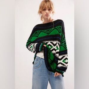 Free People Fair Isle Wrenly Tunic Sweater XS